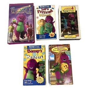 5 Barney VHS Video Tape Sing-Along Great Adventure Manners Pretend Be Friend Lot